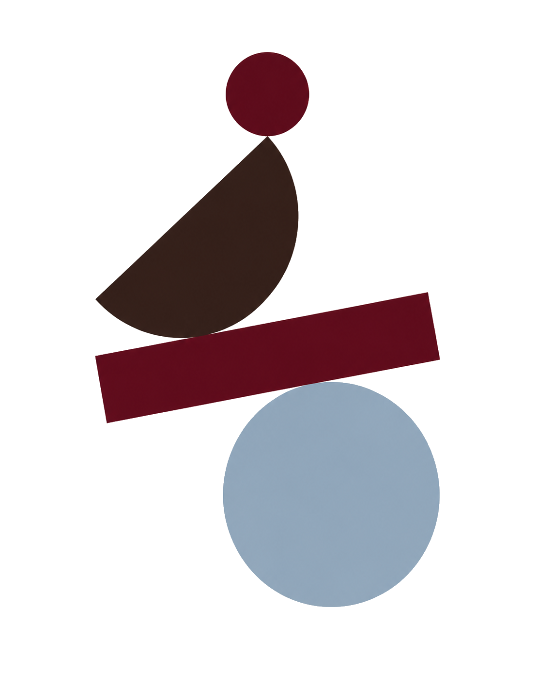 Abstract composition of balanced shapes representing marketing strategy and teamwork